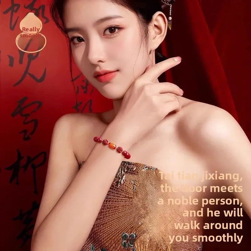 2026 Horse Year Amulet High Content Cinnabar Lucky Beaded Bracelets Taoist Star King Agate HandString Zodiac High Grade Jewelry